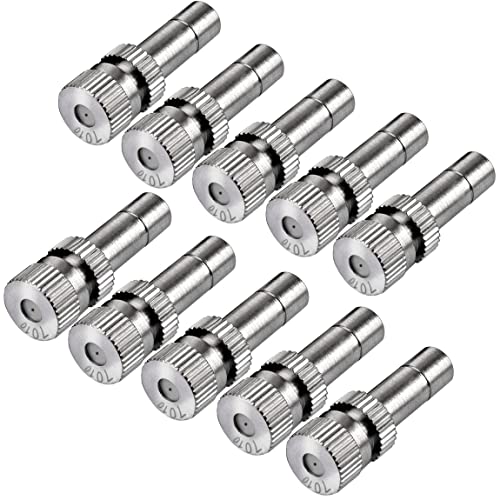 ATOPLEE 10pcs Niederdruck Messing Nebeldüsen für Kühlsystem Luftbefeuchtung Sprayer (0,7 mm) Cover
