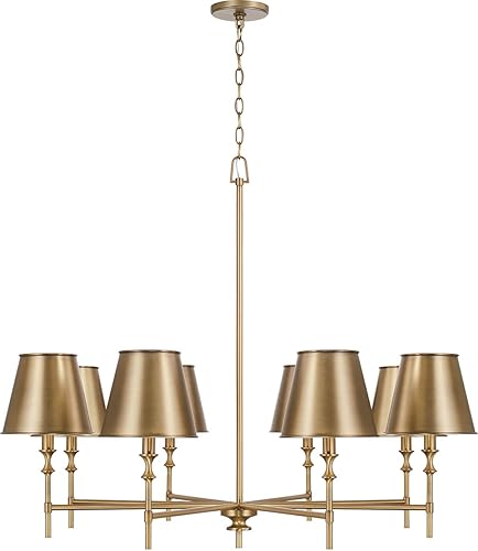 Capital Lighting 449781AD-707 Whitney Mid-Century - Lámpara de araña de metal retro, estilo vintage, 8 luces, 480 vatios en total, 33 pulgadas de