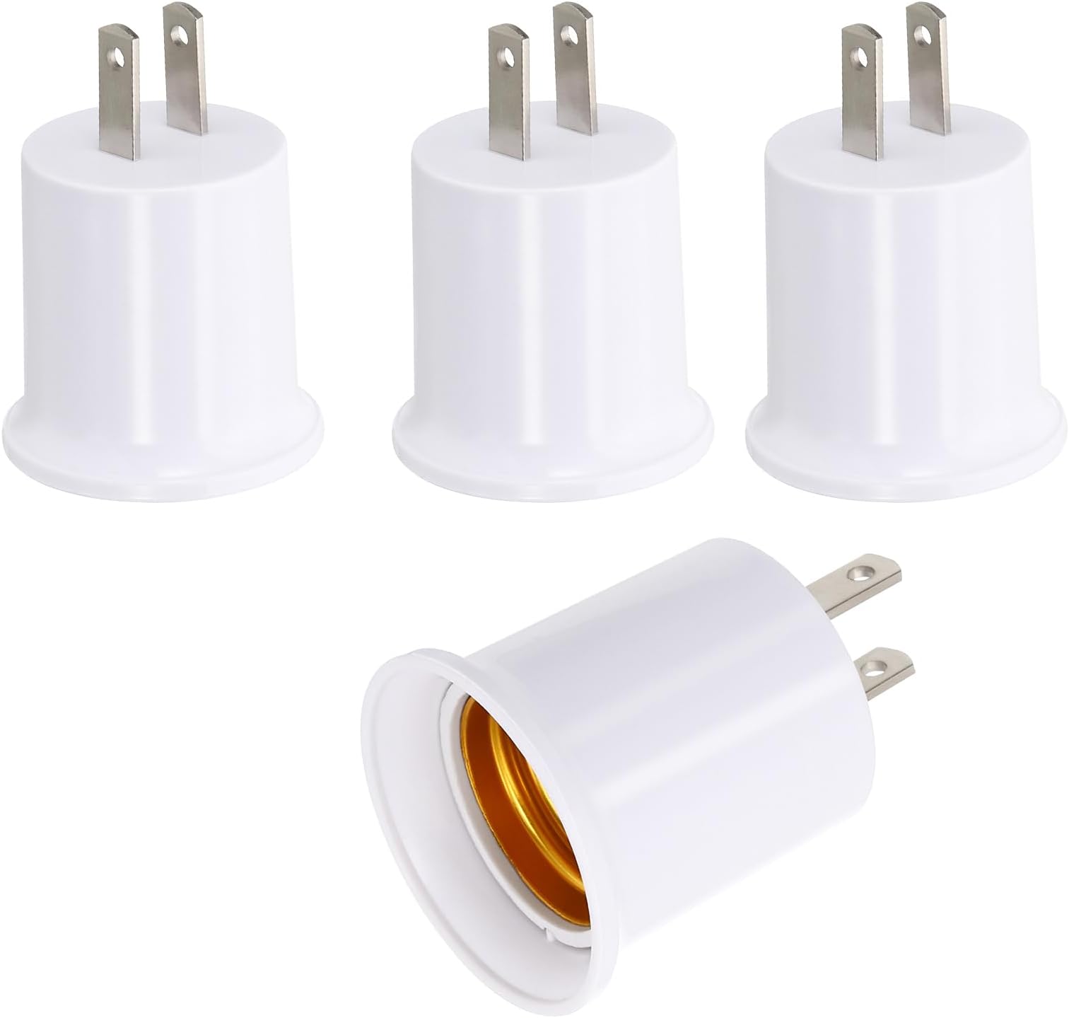 PATIKIL E26/E27 Outlet to Lamp Socket Adapter, 4pcs 100-250 AC Volt US Plug Convert Polarized 2 Prong Outlet to Screw Base Screw-in Light Bulb Socket