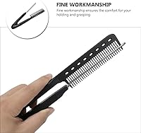 Vista 4 de FRCOLOR Peine alisador de 2 piezas, peine de hierro plano, peine de peluquería, peine recto en forma de V, alisador de pelo para peluquería uso