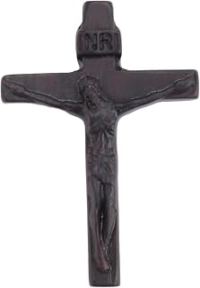 Vocdikficy Jesus Necklace Crucifix Wood Pendant Necklace for Men Woman Black Sweater C