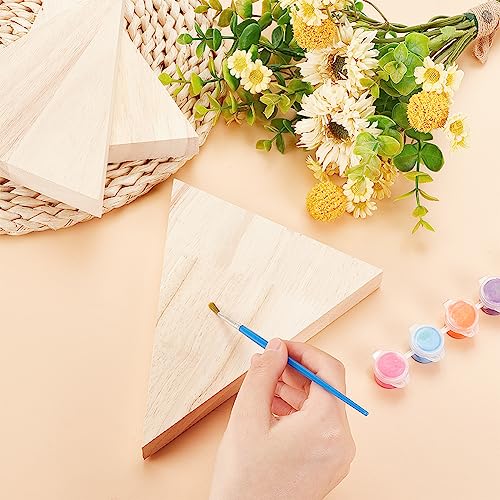 OLYCRAFT 3Pcs Unfinished Wooden Triangle Shaped Blocks Triangle Wooden Tray Plates Blank Wood Cutouts Unpainted Wood Triangles Slices for Home Kitchen DIY Supplies -180x150x19mm - Image 3