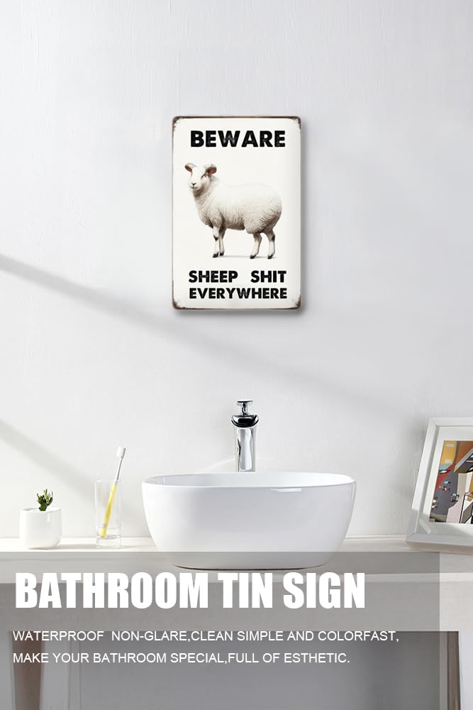 Targa In Metallo Vintage "Beware Of Goat" - Cartello Decorativo Da Parete 20,3x30,5 Cm, Stile Retrò Per Pub E Officina