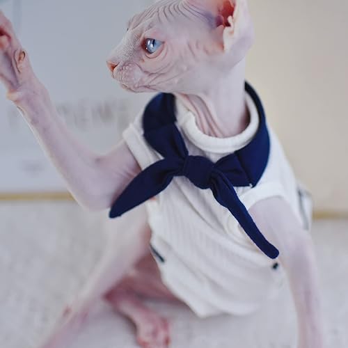 Miniatura 5 de Sphynx - Ropa para gatos, estilo marino, marinero, moda, gatito, cómodo, para primavera y verano, esfinge, ropa para gatos sin pelo, ropa para gatos