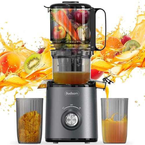 Image of ​Budsom Cold Press Juicer Machine: 300W Slow Masticating Juicer for Whole Fruits & Vegetables, 5.3" Wide Feed Chute, High Juice Yield, Easy to Clean, Quiet 55 RPM, Juice Extractor for Home & Kitchen