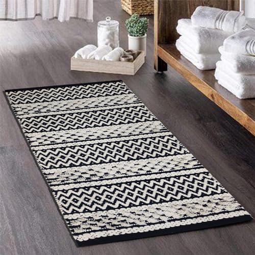 Image of inch2x5 Ft Cotton Rug Runner - Soft Handwoven Carpet for Hallway, Entryway & Bedroom Lightweight, Washable & Non-Slip Floor Mat