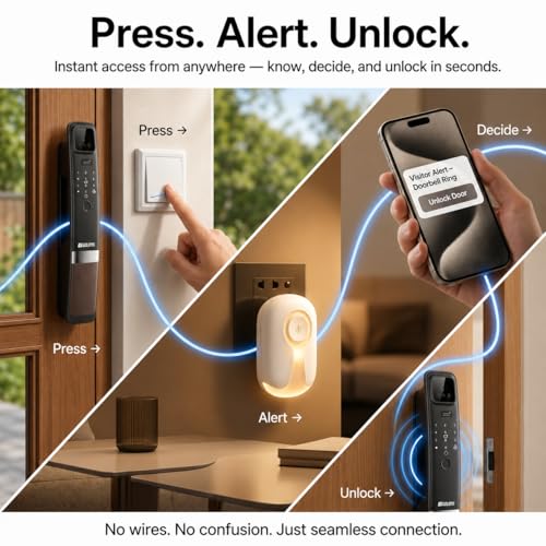 Image of Golens Total Guard World's Most Advanced Smart Lock | 12 Ways Unlock | Separate Chime & Bell | Alexa /Apple /Google Support | Inbuilt CCTV /Video Doorbell | Door Viewer | Auto Latch Body | All Included