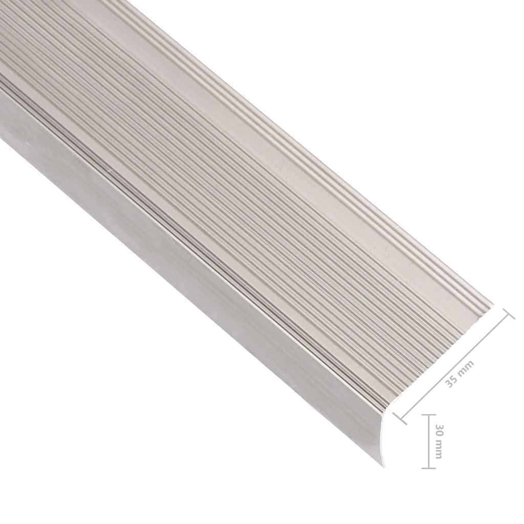 vidaXL Perfiles de peldaños Forma de L 5 uds Aluminio champán 100 cm, cantonera para peldaños, Perfil de Seguridad para Escalera, Laminado para peldaños