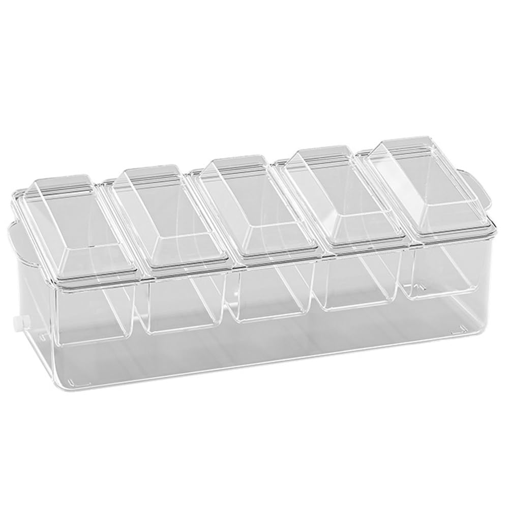Aundhegrtt Chilled Condiment Server with Removable Trays and Lids for Home,Bar Garnish Holder on Ice