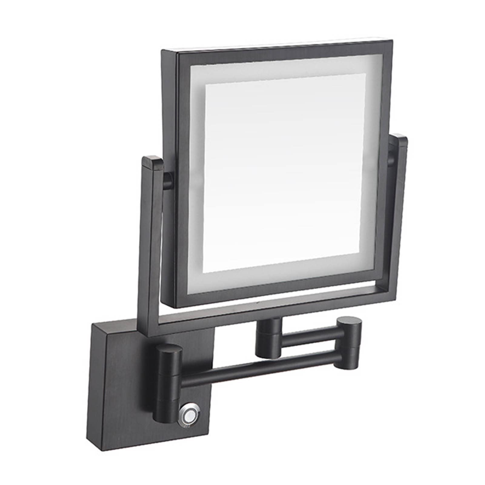 Miroir de maquillage mural LED noir miroir de rasage carré grossissant 3X double face branché