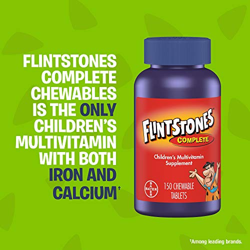Flintstones Chewable Kids Vitamins, Complete Multivitamin for Kids and Toddlers with Iron, Calcium, Vitamin C, Vitamin D & more, 150ct