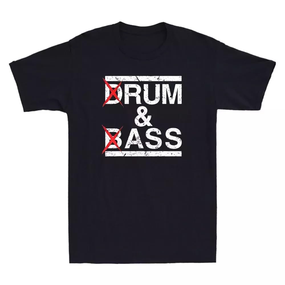 Fffresttv Men's Black Drum & Bass Rum & Ass Funny Quote Joke Gift Vintage Short Sleeve T-Shirt Xl
