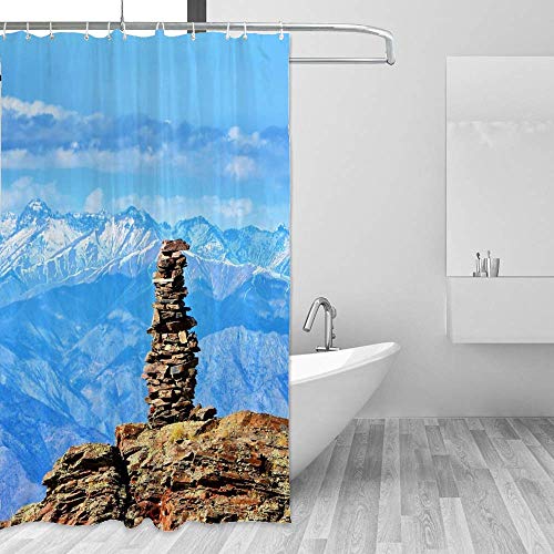 Rideau de douche lavable en machine polyester bleu ciel Chehongg - 5