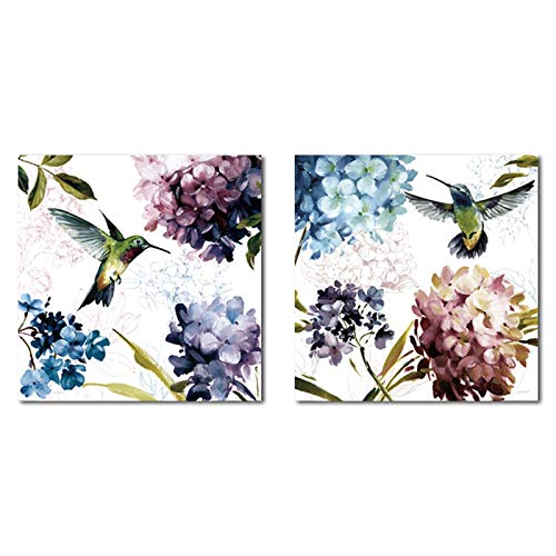 Toile peinture colibri pour habiller un mur vide salon lot de 2