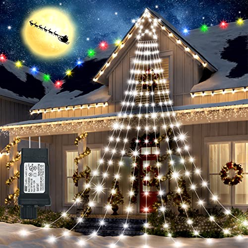 Christmas Lights Outdoor Decoration,344 LEDs 11.5 FT IP65 Waterproof String Lights with Star Topper, 8 Lighting Modes Outside String Leather Rope Cool White Lights for Tree Decor,Holiday,Wedding,Gift Christmas Lights Outdoor Decoration,344 LEDs 11.5 FT IP65 Waterproof String Lights with Star Topper, 8 Lighting Modes Outside String Leather Rope Cool White Lights for Tree Decor,Holiday,Wedding,Gift