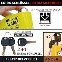 KRASER WA6Y Bremsscheibenschloss mit Alarm 110 dB, Verstärkt, 3 Schlüssel (2 Ersatz) Hochsicherheits Motorrad Schloss, Wasserdicht,1.5m Rückrufkabel, Tasche, Universal Motorradschloss, Fahrradschloss – Ansicht 5