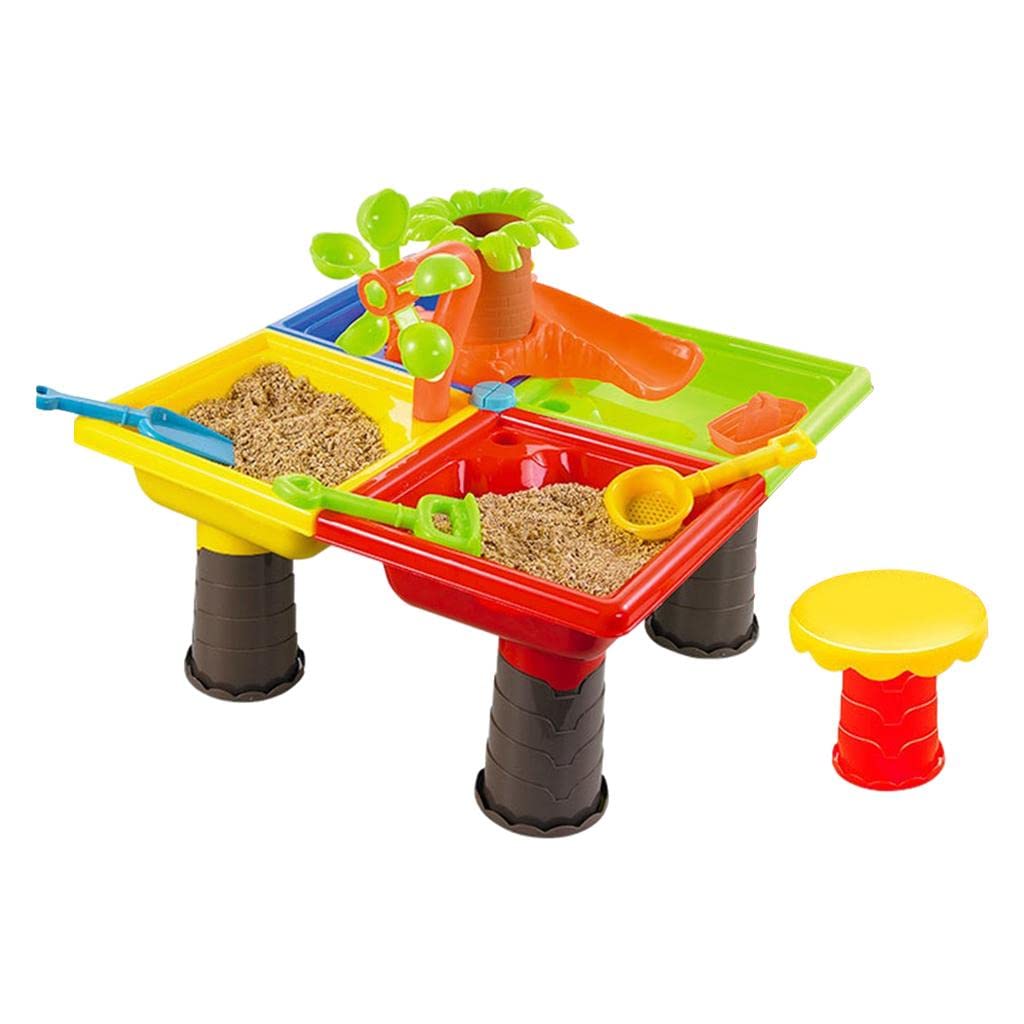 harayaa Strandspieltisch, Sand Und Wasserspielzeug, Eimer Und Schaufel für Kinder, Multifunktional, Tragbar, Fördert Die Kreativität, Geeignet für Strand, Ba, 45x45x35cm