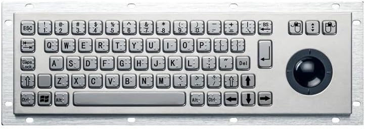 Panel Mount Braille Industrial Stainless Steel Keyboard with Resin Trackball for Self-Service Kiosk(USB)