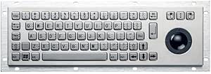 Panel-Mount Braille Industrial Stainless Steel Keyboard with Resin Trackball for Self-Service Kiosks