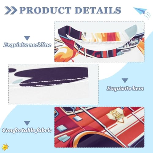 Boys Swing Shirts Fire Engine Ambulance Red Rashguard Short Sleeve Kids T-Shirts Sun UPF 50+3