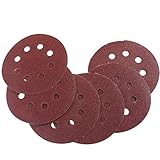 UEETEK Hook and Loop Sanding Discs 8 Hole 5 Inch 100 Grit Sandpaper round shape（A pack of 50）