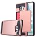 Galaxy Note 7 Case, Pandawell Slim Fit Dual Layer Protective Shock Absorbing with Card Slot Holder Wallet Case Cover for Samsung Galaxy Note 7 - Rose Gold
