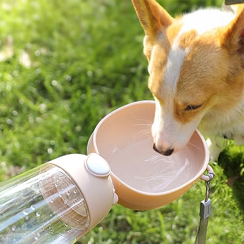 HongWangCheng Dog Water Bottle, 19 oz, Portable, Leakproof, with Food Container, Suitable for Dogs of, Outdoor Use - Image 3