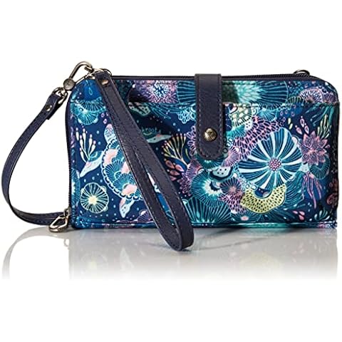 Sakroots Artist Circle Smartphone Crossbody in Eco Twill, Detachable Wristlet Strap, Royal Blue Seascape Cover