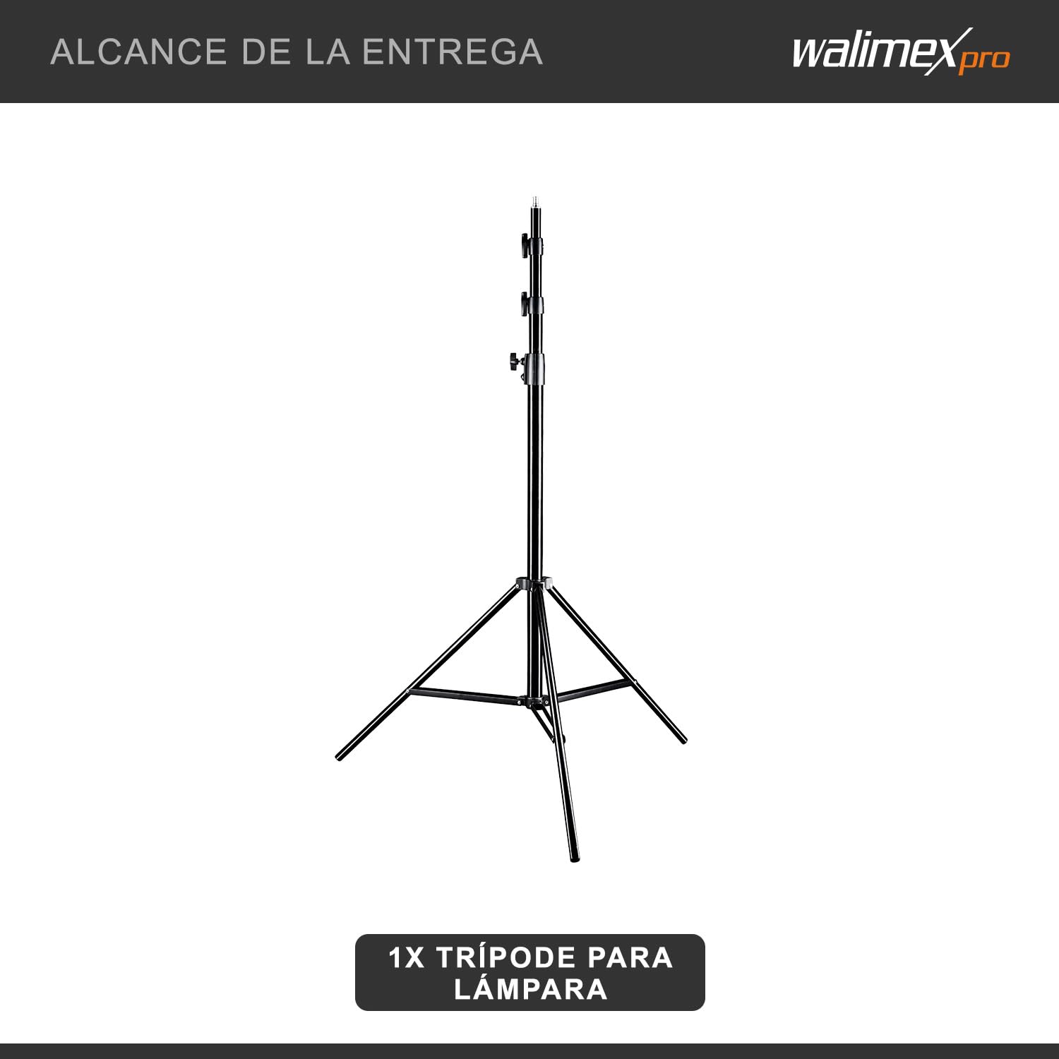 Walimex pro WT-420 Soporte de luz 420cm - Trípode con amortiguador de muelle, altura máxima 420cm, carga 7,5kg, tubos de aluminio de 40mm para el estudio de fotografía o exterior, con bolsa