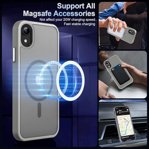 Image of MOCCA Magnetic Shockproof for iPhone XR Case,Titanium Gray | 10ft Drop Tested | Compatible with MagSafe | Anti-Slip Matte Finish | Raised Camera & Screen Lip | Ultra-Slim Design