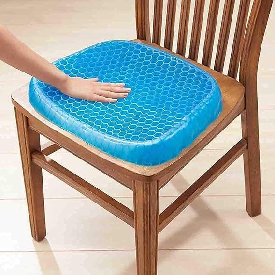 Image of Gel Seat Cushion, Double Layer Cushion with Non-Slip Cover, Cool Egg Chair Sea for Pressure Relief, Breathable Honeycomb for Office Wheelchair Car Seat (Rectangular)