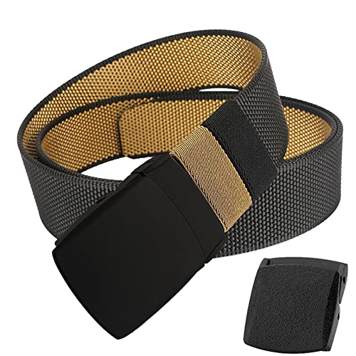 TENINE 2 in 1 Wendegürtel für Herren Frauen, Herrengürtel Umkehrgürtel Doppelseitiger Lässige Unisex Taktischer Gürtel Einstellbare Metall & YKK Schnallen, 1 Gürtel 2 Farben Cover