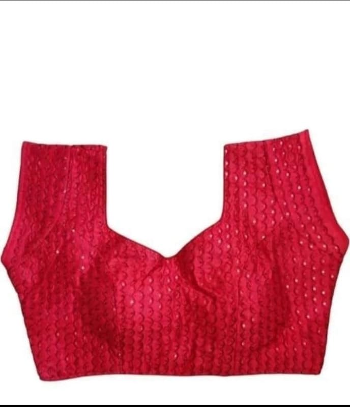 Image of Balaji Enterprises Women's Cotton Silk Collar V Neck Short Sleeve Readymade Saree Blouse