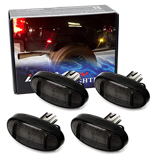 iJDMTOY Smoked Lens Amber Red Full LED Trunk Bed Marker Lights Set Compatible With 2011-up Ford F250-F550 Super Duty Truck Double Wheel Side Fenders, Powered by Total 48 LED