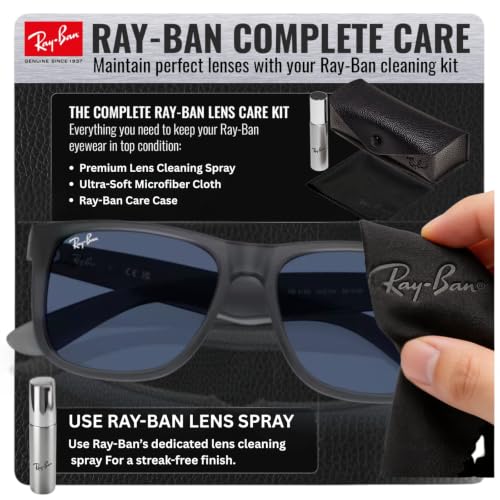Image of Ray-Ban RB4165 JUSTIN CLASSIC Square Sunglasses with Official Kit
