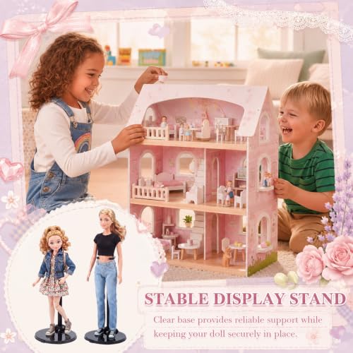 Image of Menkxi 100 Pcs Acrylic Doll Stand Display Holder Ideal Support for Dolls Action Figure Stand with Adjustable Waist Clip for 9, 10, 11 Inch Tall (Black)