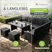 Juskys Polyrattan Lounge Manacor mit Ecksofa, Esstisch, 2 Hocker & Kissen - wetterfest bis 7 Personen - Bezüge waschbar - Rattan Garten Sitzgruppe Gartenlounge Gartenmöbel Set - Schwarz/Grau