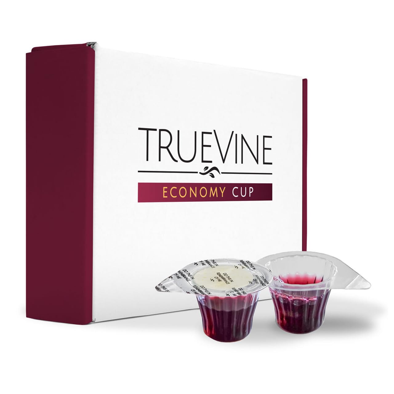 Truevine Economy Communion Cups and Wafer Set - Prefilled Cups with Fresh Unleavened Bread & Grape Juice - Carefully Packaged & Easy to Open Elements for your Church Services (500 Count)