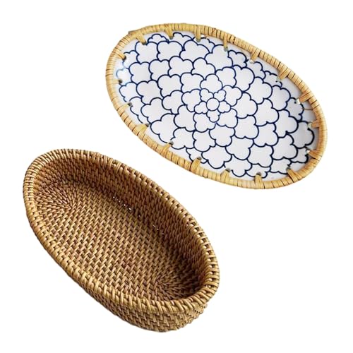 LeeQinersw - Cestini per il pane da servire, grande scaldavivande, panini, caramelle e snack, organizer per cestino di frutta in ceramica intrecciata per panettiere