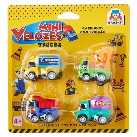 Carrinho a Fricção, Mini Velozes Trucks, com 4 unidades, Braskit