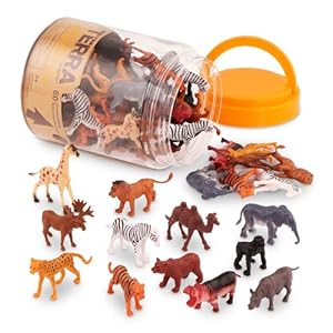 Terra by Battat – 60 Wild Animals – Assorted Miniature, lion, tiger, zebra, hippo, elephant, moose, camel and more, figurines for kids 3 Years + (60 Pc), 2″