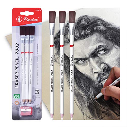 Pasler 7802 Perfection Eraser Pencil with Brush and a Sharpener (Set of 4)