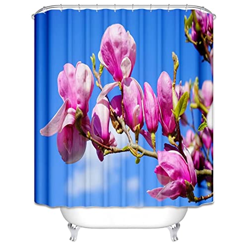 Rideau de douche fleurs bleu rose KnSam 165x200 cm en polyester - 3
