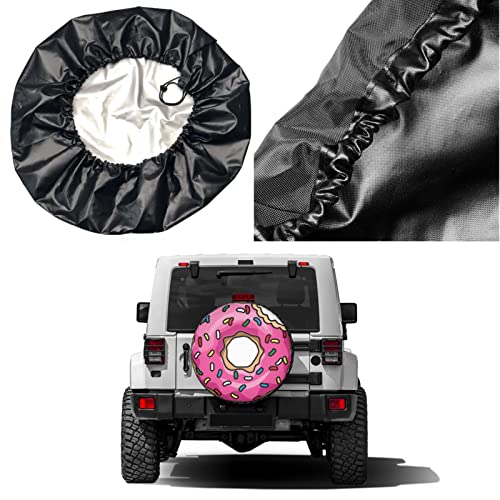 Image of Delerain Colorful Bitten Donut Spare Tire Covers for RV Trailer SUV Truck and Many Vehicle, Wheel Covers Sun Protector Waterproof (15 Inch for Diameter 27 inch-29 inch)