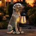 Fashionoda Garden Statue Dog Figurine Decor – Outdoor Decoration with Solar Lantern for Garden Yard Lawn Home Decor Outside : Fathers Day Memorial Gifts