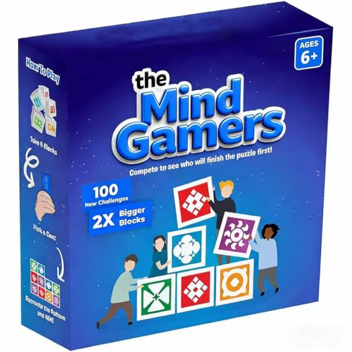 musttoy Board Game 100 Unique Challenge Puzzles Block Puzzle Board Game Matching Game Family Board Games for Kids & Adults with 4 levels Ages 6+