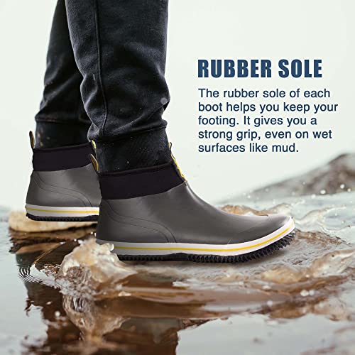 Norty - Men's 6 Inch Ankle High Rubber Rain Boot, Grey 41845-8D(M) Us #TOP5