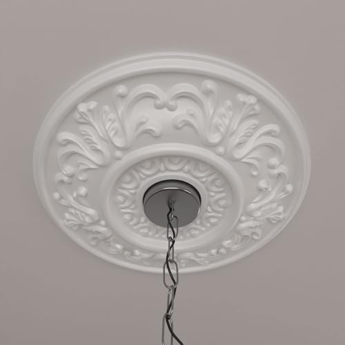 Miniatura 10 de Ekena Millwork CM18VL Medallón de Techo de Valeta, 18.0 in de diámetro exterior x 3.5 in ID x 0.4 in, imprimado en fábrica