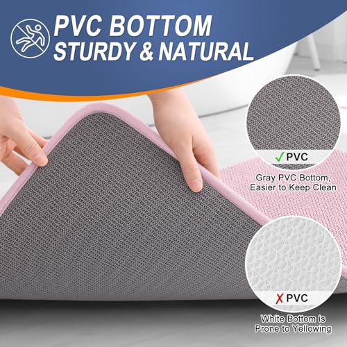 Image of OLANLY Thick Memory Foam Small Bathroom Rugs 24x16, Extra Soft Absorbent Bath Rug, Quick Dry Bath Mats, Non-Slip, Machine Washable Mat for Bathroom, Tub and Shower, Home Decor Accessories, Dusty Rose