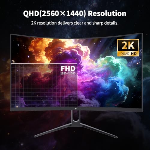KTC 27 Inch Curved Gaming Monitor, 1440P QHD 144Hz PC Monitor, 1500R Computer Display Adaptive Sync, HDR400, 4000:1 Contrast, Eye Care, DP HDMI Port, VESA Wall Mountable, H27S5C - Image 3